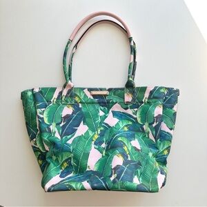 Poppy & Peonies Tropical Print Cabana Oversized Weekend Travel Tote Pink Green